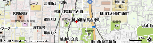 京都府京都市伏見区桃山羽柴長吉中町周辺の地図