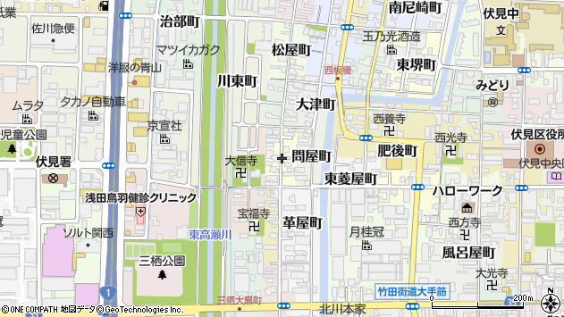 〒612-8358 京都府京都市伏見区西尼崎町の地図