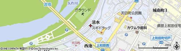 愛知県岡崎市天白町（清水）周辺の地図