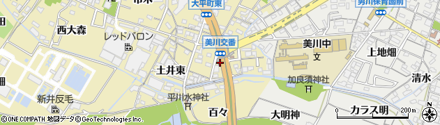 愛知県岡崎市大平町（瓦屋前）周辺の地図