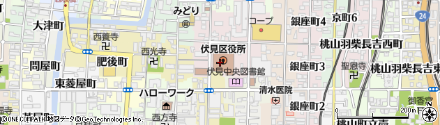 京都市役所　伏見区役所保健福祉センター保険年金課資格担当周辺の地図