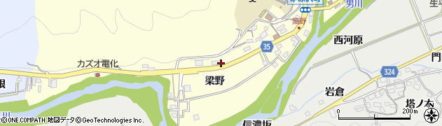 愛知県岡崎市茅原沢町（梁野）周辺の地図