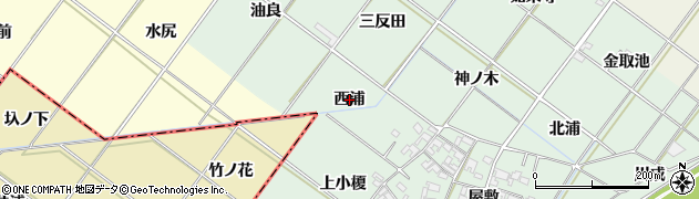 愛知県岡崎市下佐々木町（西浦）周辺の地図