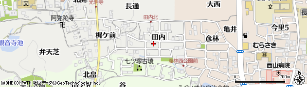 京都府長岡京市粟生（田内）周辺の地図