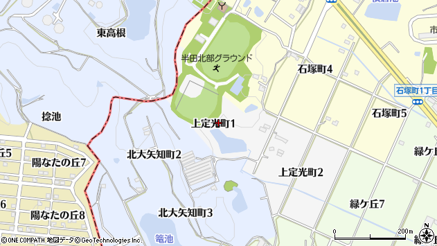 〒475-0009 愛知県半田市上定光町の地図