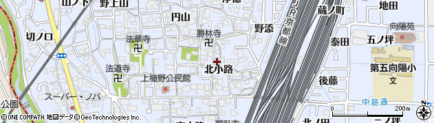 京都府向日市上植野町（北小路）周辺の地図