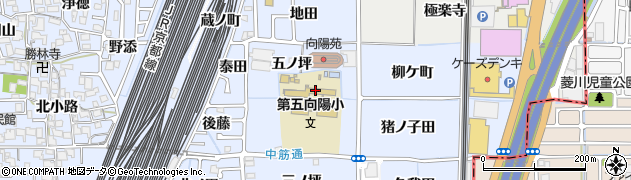 京都府向日市上植野町（五ノ坪）周辺の地図