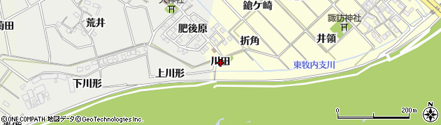 愛知県岡崎市渡町（川田）周辺の地図