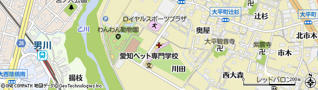 愛知県岡崎市大平町（川田）周辺の地図