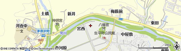 愛知県岡崎市生平町宮西周辺の地図
