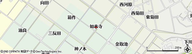 愛知県岡崎市下佐々木町（如来寺）周辺の地図