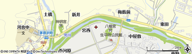 愛知県岡崎市生平町（宮西）周辺の地図