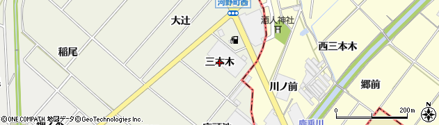 愛知県安城市安城町（三本木）周辺の地図