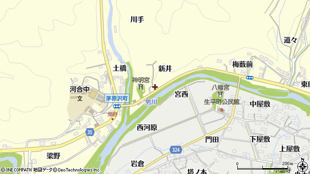 〒444-3335 愛知県岡崎市茅原沢町の地図