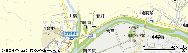 愛知県岡崎市茅原沢町（新井）周辺の地図