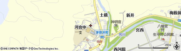 愛知県岡崎市茅原沢町（上平）周辺の地図