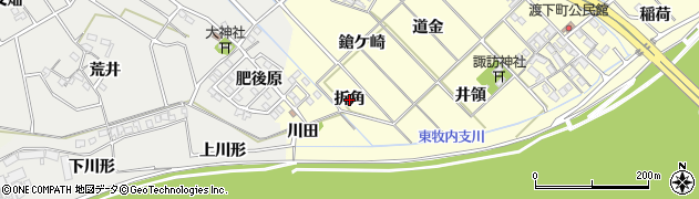 愛知県岡崎市渡町（折角）周辺の地図