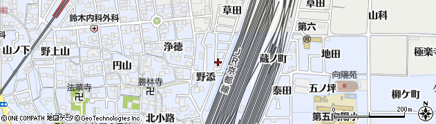 京都府向日市上植野町野添周辺の地図