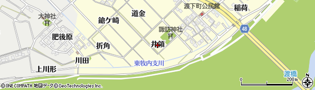 愛知県岡崎市渡町（井領）周辺の地図