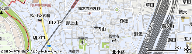 京都府向日市上植野町（円山）周辺の地図