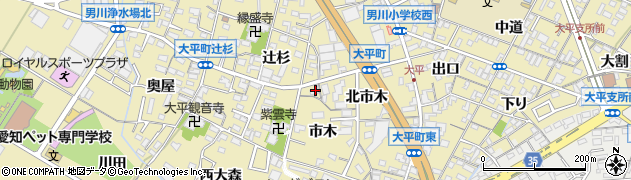 愛知県岡崎市大平町辻杉37周辺の地図