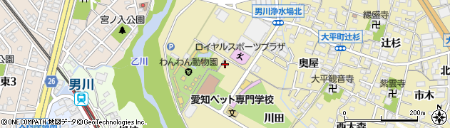愛知県岡崎市大平町（古渕）周辺の地図