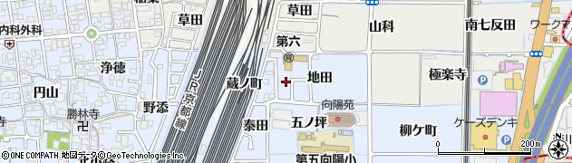 京都府向日市上植野町（地田）周辺の地図