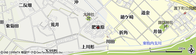 愛知県岡崎市東牧内町（肥後原）周辺の地図