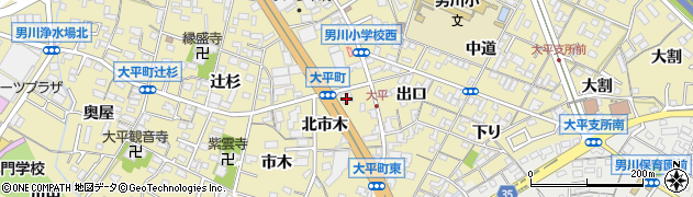 愛知県岡崎市大平町（北市木）周辺の地図