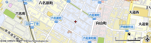 愛知県岡崎市六名東町周辺の地図