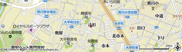 愛知県岡崎市大平町辻杉25周辺の地図