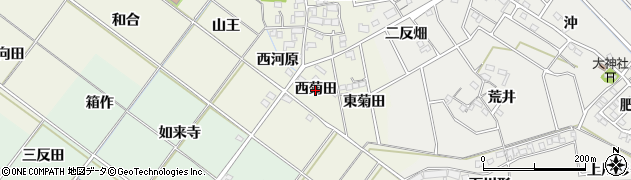 愛知県岡崎市上佐々木町（西菊田）周辺の地図