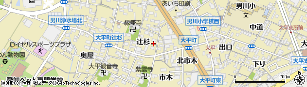 愛知県岡崎市大平町辻杉32周辺の地図