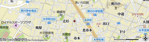 愛知県岡崎市大平町辻杉33周辺の地図