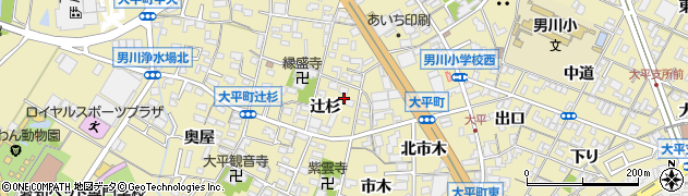 愛知県岡崎市大平町辻杉30周辺の地図