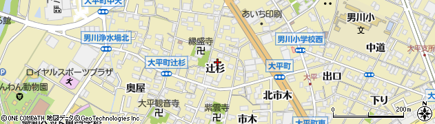 愛知県岡崎市大平町辻杉23周辺の地図