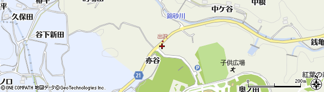 愛知県新城市出沢（亦谷）周辺の地図
