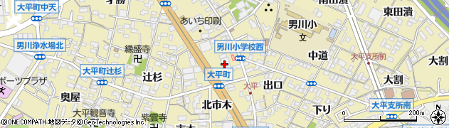 愛知県岡崎市大平町（家下）周辺の地図