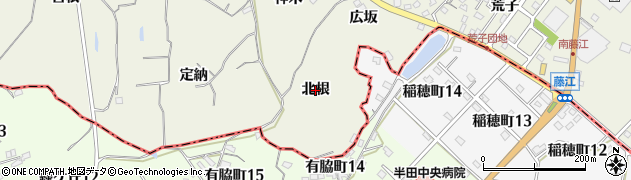 愛知県東浦町（知多郡）藤江（北根）周辺の地図