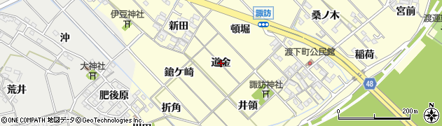 愛知県岡崎市渡町（道金）周辺の地図
