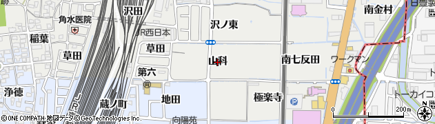 京都府向日市鶏冠井町（山科）周辺の地図