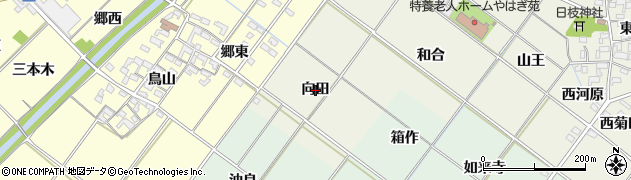 愛知県岡崎市上佐々木町（向田）周辺の地図