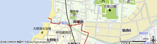 愛知県知多市大草南田面周辺の地図