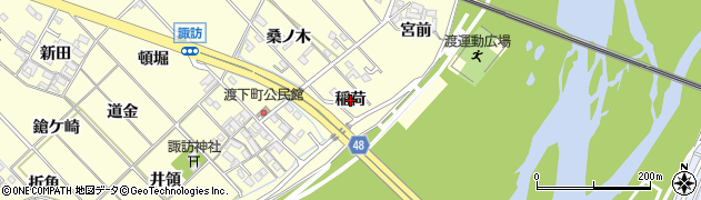 愛知県岡崎市渡町（稲荷）周辺の地図