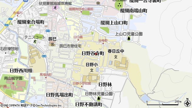 〒601-1406 京都府京都市伏見区日野谷寺町の地図