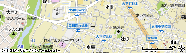 愛知県岡崎市大平町（中天）周辺の地図