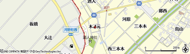 愛知県岡崎市島坂町木ノ元周辺の地図