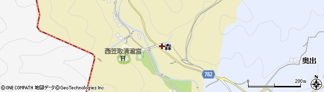 京都府宇治市西笠取（森）周辺の地図