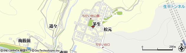愛知県岡崎市茅原沢町（茅生）周辺の地図