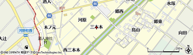 愛知県岡崎市島坂町（三本木）周辺の地図